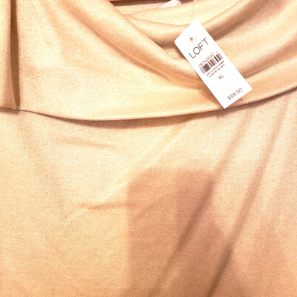 Off the shoulder, cream with gold metallic thread sweater. - Picture 6 of 7